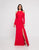 Terani Couture - 1813B5187 Long Sleeve Cutaway Shoulder Sheath Gown In Red