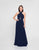 Terani Couture - 1813B5193 Crisscross High Halter Illusion Cutout Gown In Blue