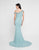 Terani Couture - 1813E6341 Beaded Asymmetric Neck Sheath Gown In Blue