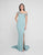 Terani Couture - 1813E6341 Beaded Asymmetric Neck Sheath Gown In Blue