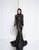 Terani Couture - 1813E6346 High Neck Bodysuit Illusion Gown In Black and Neutral