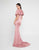 Terani Couture - 1813E6348 Caplet Sleeves Beaded Sheath Gown In Pink
