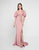 Terani Couture - 1813E6348 Caplet Sleeves Beaded Sheath Gown In Pink