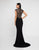 Terani Couture - 1813E6373 Lace High Neck Sheath Gown In Black