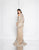 Terani Couture - 1813E6727 Cold Shoulder Floral Applique Gown In Silver and Neutral