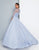Terani Couture - 1813M6700 Quarter Length Sleeved Ballgown In Blue and Neutral