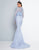 Terani Couture - 1813M6701X Long Sleeve Brocade Trumpet Gown In Blue