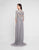 Terani Couture - 1813M6709 Quarter Sleeve Pleated Evening Dress In Gray