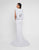Terani Couture - 1813M6726 Cowl Back Plunging Evening Gown In Silver