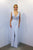 Terani Couture - 1813M6726 Cowl Back Plunging Evening Gown In Silver