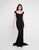Terani Couture - 1815E6803 Cap Sleeve Beaded Long Dress with Cape In Black