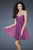 La Femme - Glittering Sweetheart Mini Party Dress with Diamond Cutout Back 18177 In Purple
