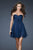 La Femme - Glittering Sweetheart Mini Party Dress with Diamond Cutout Back 18177 In Blue