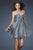 La Femme - Glittering Sweetheart Mini Party Dress with Diamond Cutout Back 18177 In Gray and Silver