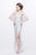 Primavera Couture - Sequined V-Neck Sheath Gown with Crisscrossed Straps 1818 in White