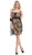 Eureka Fashion - 1819 Animal Printed Sheath Cocktail Dress in Black and Print