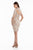 Terani Couture - 1821C7037 Long Sleeve Contrast Embroidered Dress in White and Neutral