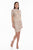 Terani Couture - 1821C7037 Long Sleeve Contrast Embroidered Dress in White and Neutral