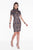 Terani Couture - 1821C7037 Long Sleeve Contrast Embroidered Dress in Blue and Neutral