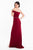 Terani Couture - 1821E7101 Mock Wrap Style Off Shoulder Long Gown in Red