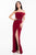 Terani Couture - 1821E7101 Mock Wrap Style Off Shoulder Long Gown in Red