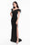 Terani Couture - 1821E7103 Feathered Off-Shoulder Fitted Dress in Black