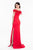 Terani Couture - 1821E7103 Feathered Off-Shoulder Fitted Dress in Red
