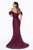 Terani Couture - 1821E7107 Off-Shoulder Velvet Fitted Mermaid Gown in Red