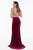Terani Couture - 1821E7109 Crystal Crusted High Slit Velvet Gown in Neutral and Red