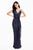 Terani Couture - 1821E7111 Sequin Ornate Sashed Long Evening Gown in Blue