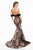 Terani Couture - 1821E7114 Off Shoulder Velvet Fitted Mermaid Gown in Black and Multi-Color