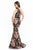 Terani Couture - 1821E7115 Asymmetrical Tapestry Gown with Slit in Black and Multi-Color