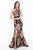 Terani Couture - 1821E7115 Asymmetrical Tapestry Gown with Slit in Black and Multi-Color