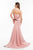 Terani Couture - 1821E7121 Floral Applique Straight Neck Trumpet Dress in Pink