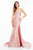 Terani Couture - 1821E7121 Floral Applique Straight Neck Trumpet Dress in Pink