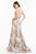 Terani Couture - 1821E7123 Floral Strapless Side Draped Evening Gown in White and Gold