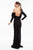 Terani Couture - 1821E7133 Feathered Floral Ornate Long Sleeve Gown in Black