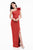 Terani Couture - 1821E7138 Feather Accented One Shoulder Sheath Dress in Red