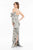 Terani Couture - 1821E7143 Two Toned Gown with Bow and Shawl in Gray