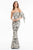 Terani Couture - 1821E7143 Two Toned Gown with Bow and Shawl in Gray