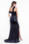 Terani Couture - 1821E7149 Asymmetrical Fitted Gown with Slit in Blue