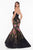 Terani Couture - 1821E7160 Strapless Floral Printed Mermaid Gown in Black and Pink