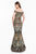 Terani Couture - 1821E7164 Off Shoulder Printed Jacquard Mermaid Gown in Black and Gold