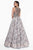 Terani Couture - 1821E7169 Bedazzled Deep V-neck A-line  Gown in Silver and Gold