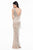 Terani Couture - 1821GL7401 Beaded Fringe Deep V-neck Sheath Dress in Silver and Neutral