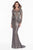 Terani Couture - 1821GL7402 Embroidered Illusion Sequin Ornate Gown in Gray and Neutral