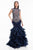 Terani Couture - 1821GL7415 Jeweled High Neck Feather Ornate Gown in Blue and Neutral