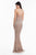 Terani Couture - 1821GL7427 Strapless Beaded Fringe Sheath Dress in Pink and Silver