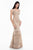 Terani Couture - 1821GL7429 Beaded Sweetheart Feathered Trumpet Dress in Neutral