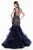 Terani Couture - 1821GL7435 Ornate Cap Sleeve Cutout Bodice Long Gown in Blue and Neutral